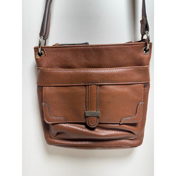 Franco Sarto  town Leather Cross Body Zippered Handbag Purse Boho Adjustable - Picture 3 of 14